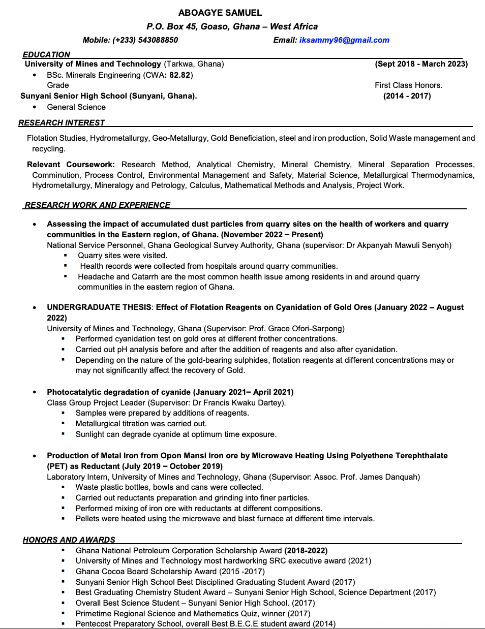 Academic Professional CV